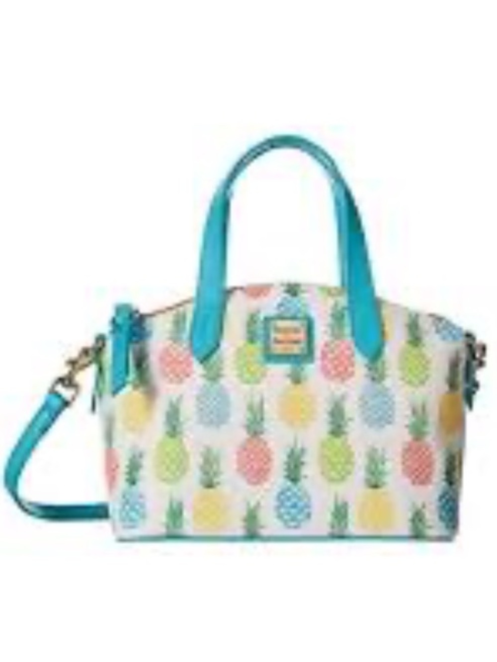 Dooney & Bourke Turquoise-Trim Pineapple Print Satchel - Picture 2 of 5